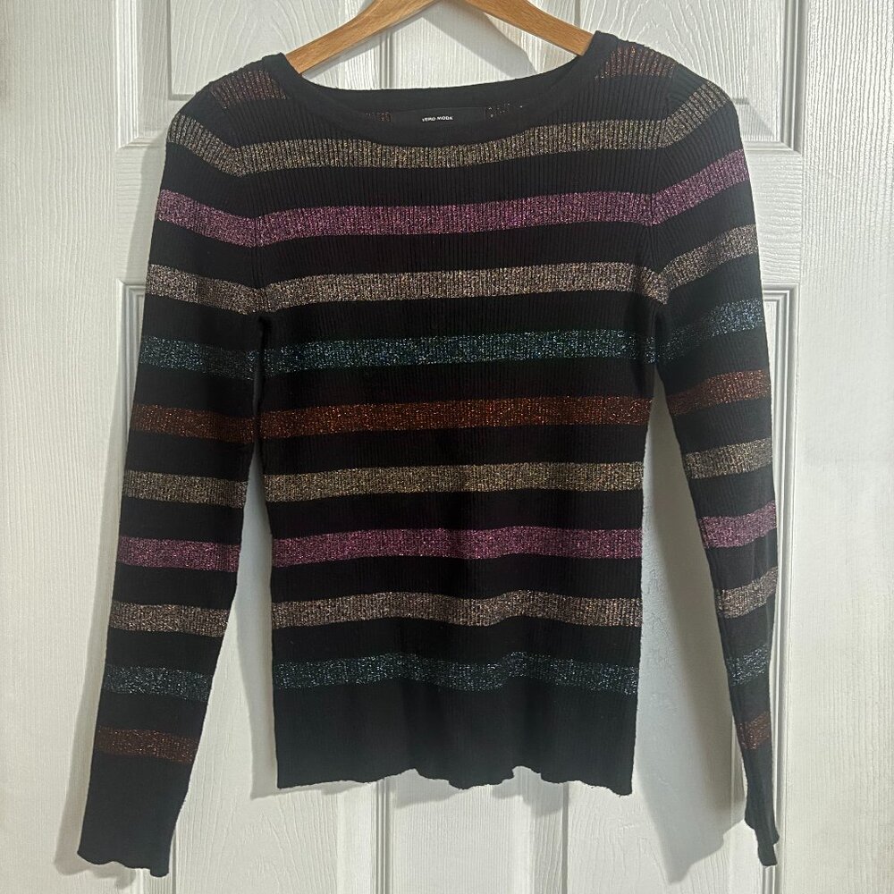 Vero Moda Black Glitter Striped Sweater